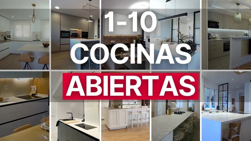 Vídeo: 10 Cocinas abiertas para inspirarte: Ideas de Cómo abrir la cocina al salón.
